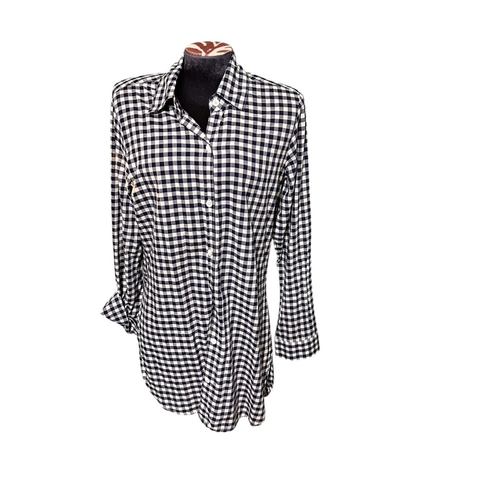 Tommy Bahama Women’s Blue and White Plaid Shirt Mini Dress Size Small